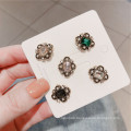 Korean Crystal Heart Geometric Set Designer Brooch Pin for Women Girl Coat Sweater Accessories Vintage Badge Fashion Jewelry